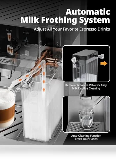 20 Bar Espresso Machine with Automatic Milk Frother — Coffee & Espresso Combos, AIRMSEN
