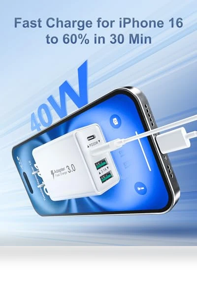 40W 4-Port USB C Wall Charger — Chargers, BECHAGE