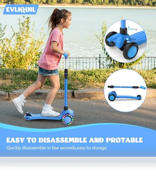 Adjustable Height Kick Scooter with Removable Seat — Push Scooters, EVLIQUIL