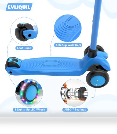 Adjustable Height Kick Scooter with Removable Seat — Push Scooters, EVLIQUIL