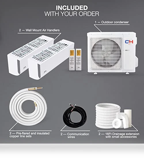 Dual Zone Wall Mount Ductless Mini Split A/C Air to Air Inverter Heater — Split-System, Cooper & Hunter