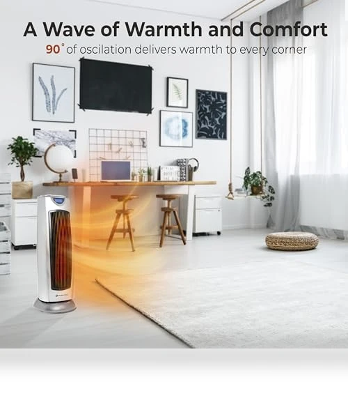 Electric Oscillating Ceramic Tower Space Heater — Portable Heating Solutions, Comfort Zone