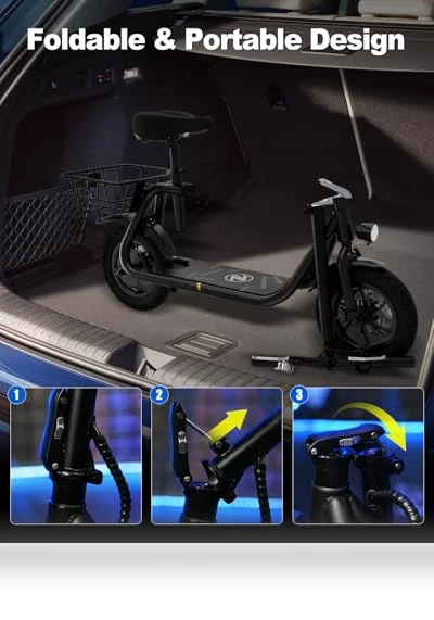 Electric Scooter with Seat — Electric Self-Balancing Scooters, ZDZA