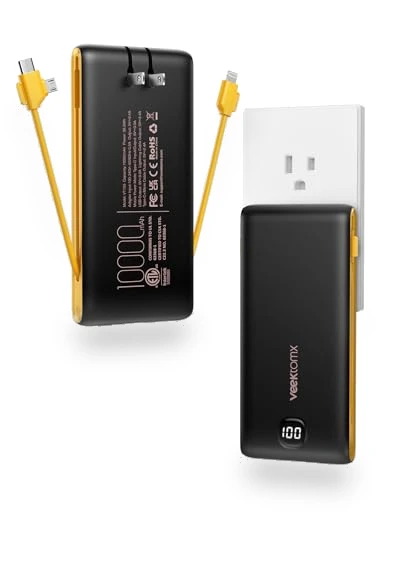 Portable Charger Power Bank with Built-in Cables and Wall Plug — Chargers, VEEKTOMX