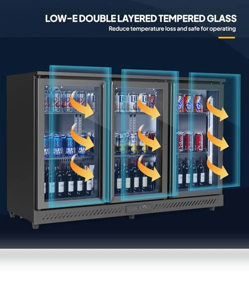 Commercial Back Bar Cooler with 3 Doors — Drink Coolers, ROVSUN