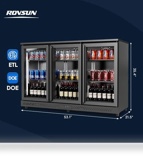 Commercial Back Bar Cooler with 3 Doors — Drink Coolers, ROVSUN
