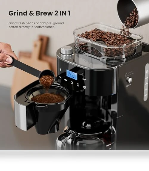 Drip Coffee Maker with Built-in Grinder — Electric Blade Coffee Grinders, Electactic