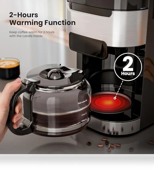 Drip Coffee Maker with Built-in Grinder — Electric Blade Coffee Grinders, Electactic
