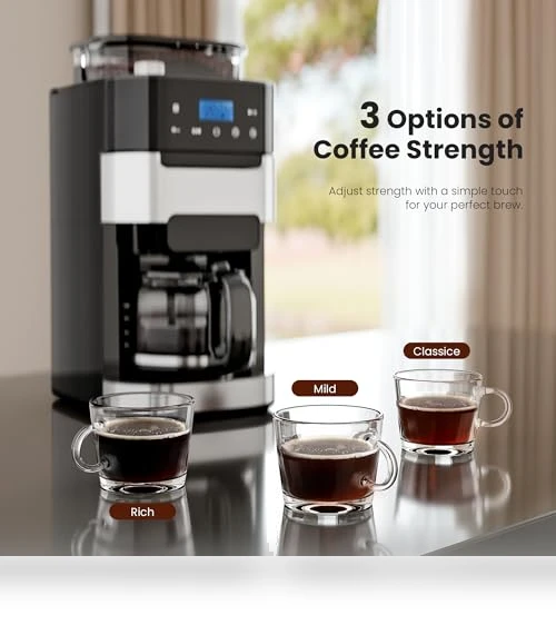 Drip Coffee Maker with Built-in Grinder — Electric Blade Coffee Grinders, Electactic
