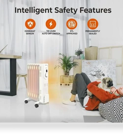 Electric Oil-Filled Radiant Radiator Space Heater — Portable Heating Solutions, Comfort Zone