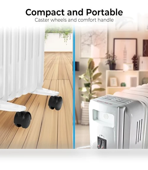 Electric Oil-Filled Radiant Radiator Space Heater — Portable Heating Solutions, Comfort Zone