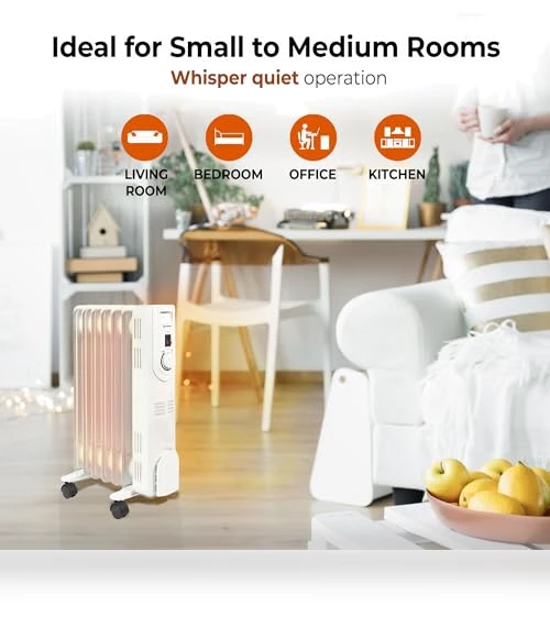 Electric Oil-Filled Radiant Radiator Space Heater — Portable Heating Solutions, Comfort Zone