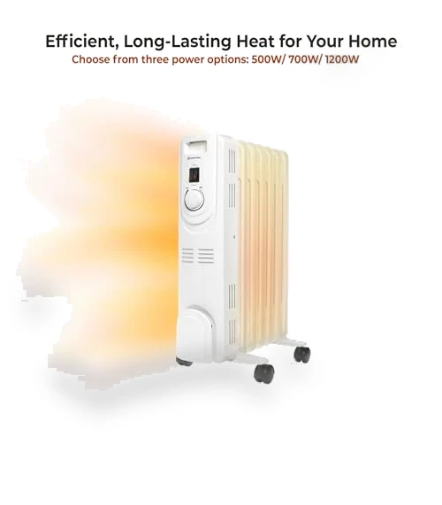 Electric Oil-Filled Radiant Radiator Space Heater — Portable Heating Solutions, Comfort Zone