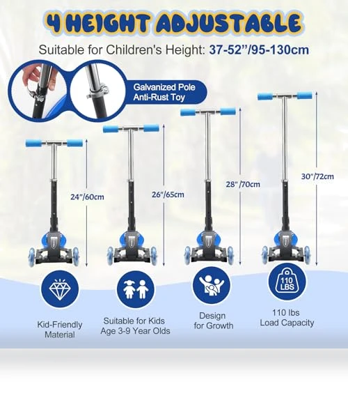 Heavy-Duty Kids 3-Wheel Scooter — Push Scooters, EUIJOIP