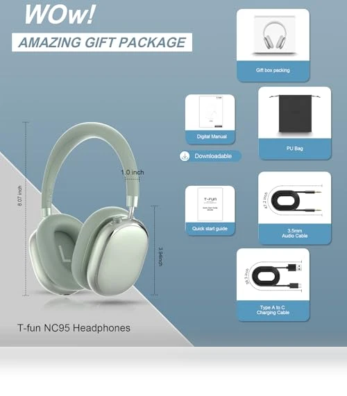Hybrid Active Noise Cancelling Headphones — Over-Ear Headphones, T-fun