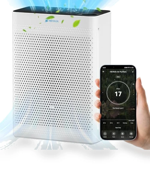 Large Room Air Purifier with Air Quality Monitor — HEPA Air Purifiers, HEYAXA