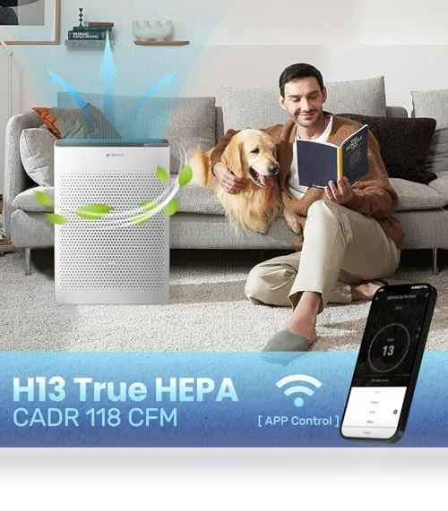 Large Room Air Purifier with Air Quality Monitor — HEPA Air Purifiers, HEYAXA