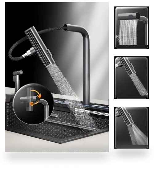 Modern Smart Kitchen Sink — Integrated Soap Dispensers, cozhao