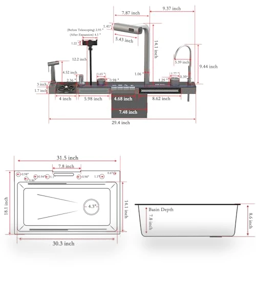 Modern Smart Kitchen Sink — Integrated Soap Dispensers, cozhao