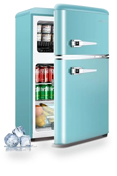 Retro Double Door Fridge with Freezer — Mini Fridges, Anypro
