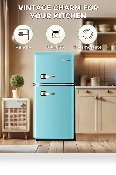 Retro Double Door Fridge with Freezer — Mini Fridges, Anypro