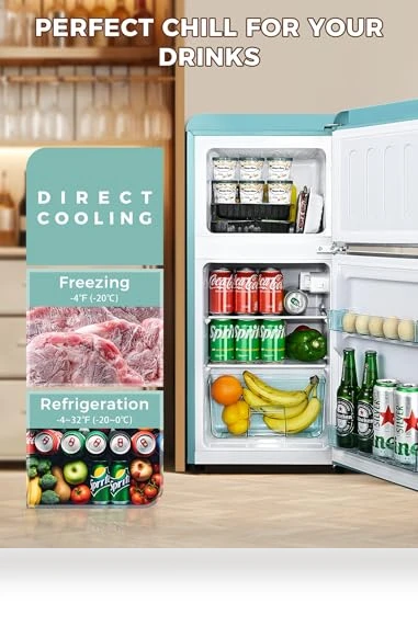 Retro Double Door Fridge with Freezer — Mini Fridges, Anypro