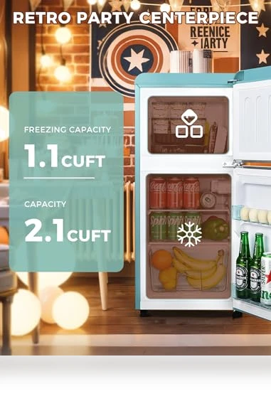 Retro Double Door Fridge with Freezer — Mini Fridges, Anypro