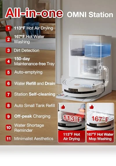 Robot Vacuum and Mop with All-in-One Station — Smart Cleaning Robots, YEEDI