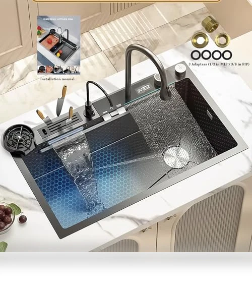 Smart Waterfall Kitchen Sink — Single Basin Sinks, FVVJVV