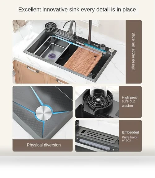Smart Waterfall Kitchen Sink — Single Basin Sinks, FVVJVV