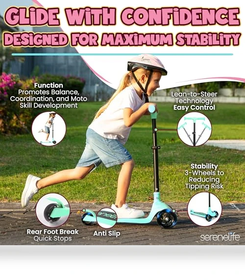 3 Wheel Foldable Kids Scooter — Push Scooters, SereneLife
