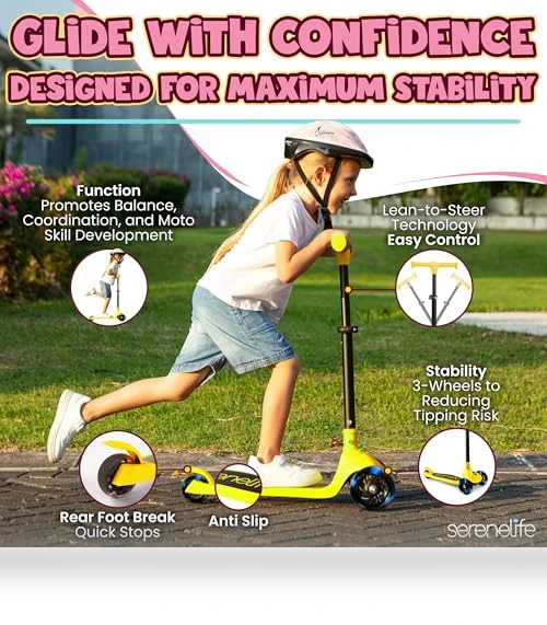 3 Wheel Foldable Kids Scooter — Push Scooters, SereneLife