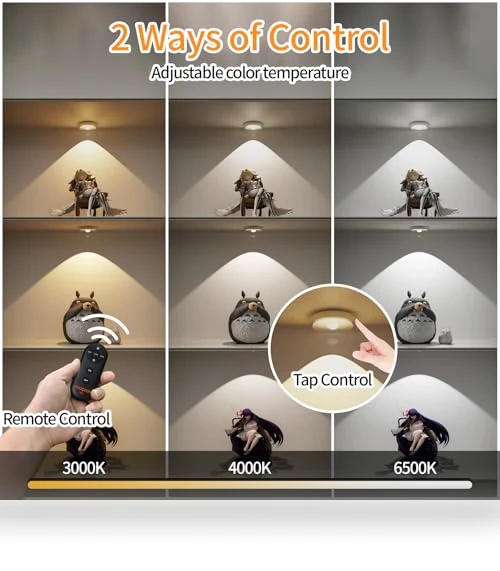 Cordless Puck Lights with Remote Control — Tap Lights, MICLIONLED
