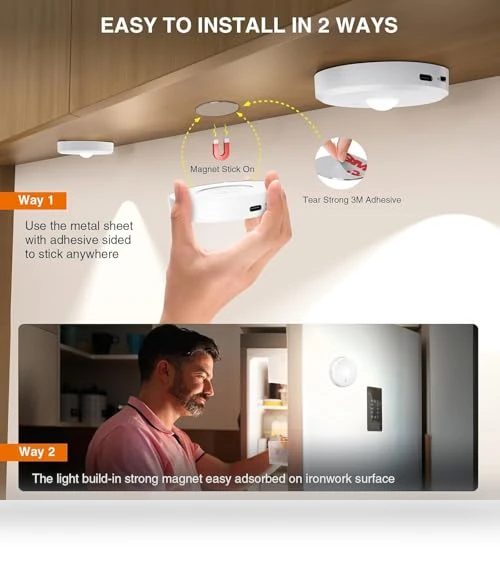 Cordless Puck Lights with Remote Control — Tap Lights, MICLIONLED