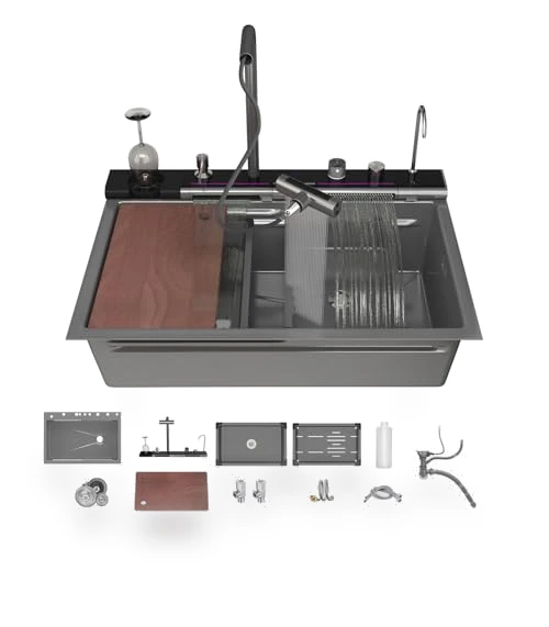 Double Waterfall Kitchen Sink — Single Basin Sinks, FVVJVV
