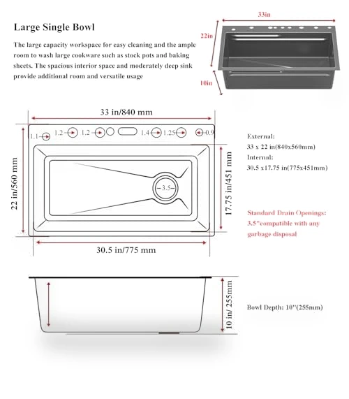 Double Waterfall Kitchen Sink — Single Basin Sinks, FVVJVV