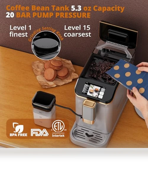 Fully Automatic Espresso Machine with Integrated Milk Frothing and Coffee Grinder — Coffee & Espresso Combos, GarveeLife