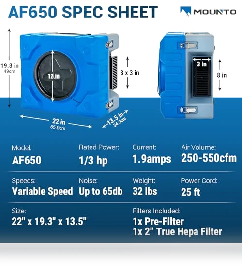 Hepa Air Scrubber Industrial Air Cleaner — Activated Carbon Air Purifiers, MOUNTO