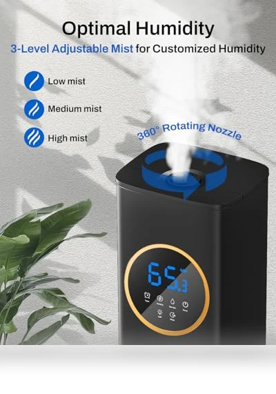 Large Room Humidifier with Night Light and Essential Oil Diffuser — Air Moisturizers, Lacidoll
