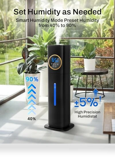 Large Room Humidifier with Night Light and Essential Oil Diffuser — Air Moisturizers, Lacidoll