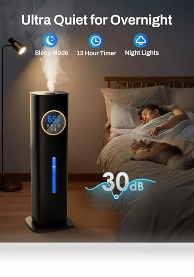 Large Room Humidifier with Night Light and Essential Oil Diffuser — Air Moisturizers, Lacidoll