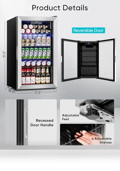 Mini Fridge with Glass Door — Mini Fridges, Feelfunn