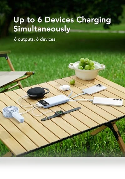 Portable Charger with 4 Built-in Cables & 6 Outputs — Chargers, Charmast