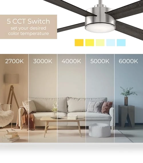 Smart 4-Blade Ceiling Fan with LED Light Kit — Ceiling Fan Lighting Solutions, East Grove Home