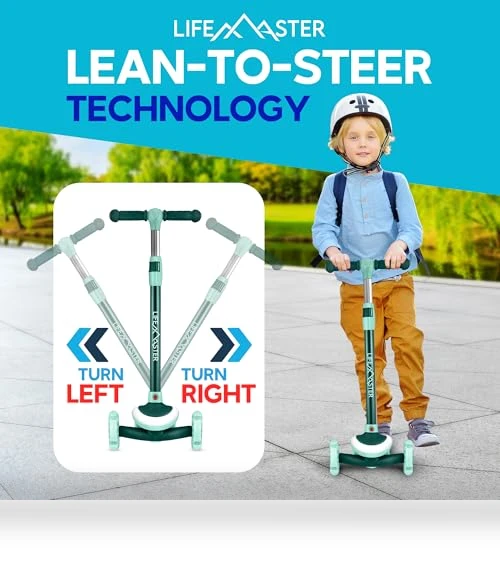3-Wheel Kids Scooter with Multi-Color Lights — Pedal Cars, Lifemaster