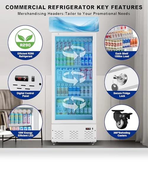 Commercial Beverage Fridge Merchandiser Refrigerator — Drink Coolers, ECEVT