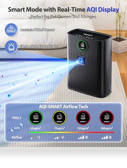 Large Room Air Purifier with Smart Mode — Activated Carbon Air Purifiers, ECOSELF