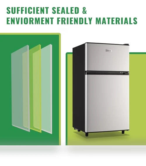 Mini Fridge with Freezer Two Doors Compact Refrigerator — Mini Fridges, WANAI