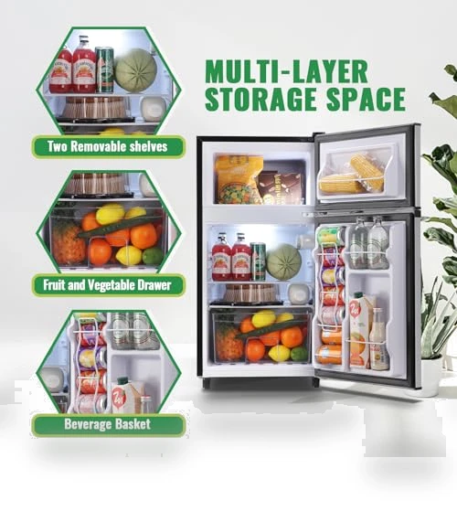 Mini Fridge with Freezer Two Doors Compact Refrigerator — Mini Fridges, WANAI