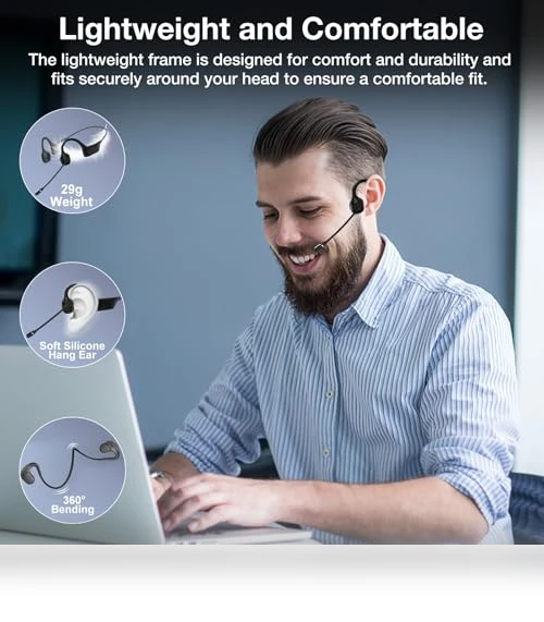 Open-Ear Bone Conduction Headphones with Mic — Over-Ear Headphones, Hostena